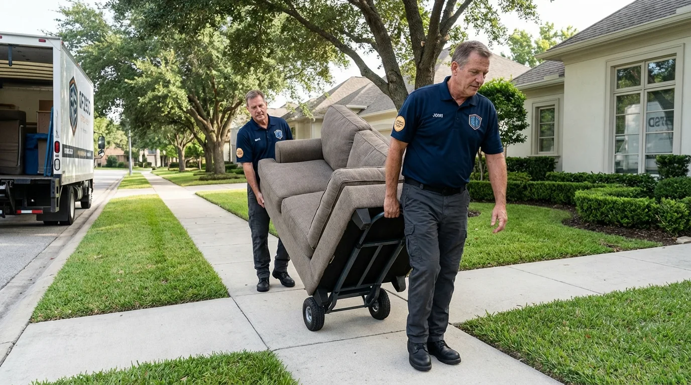 Local residential moving crew loading furniture in West Greenwich, RI